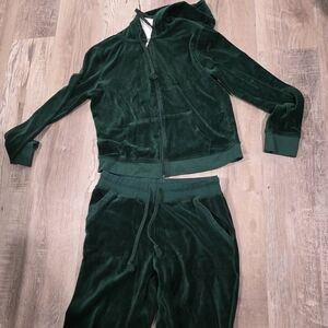 Fashion Nova Green Velour Tracksuit